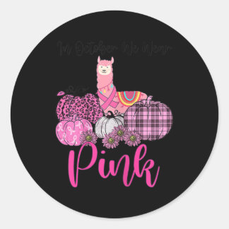 Womens Awareness Lama Im Oktober tragen wir Pink B Runder Aufkleber
