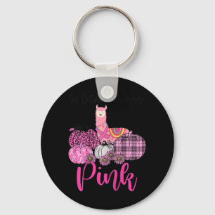 Womens Awareness Llama In October We Wear Pink Bre Schlüsselanhänger