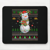 Womens Baseball Snowman Ugly Christmas Sweaters Sr Mousepad (Vorne)