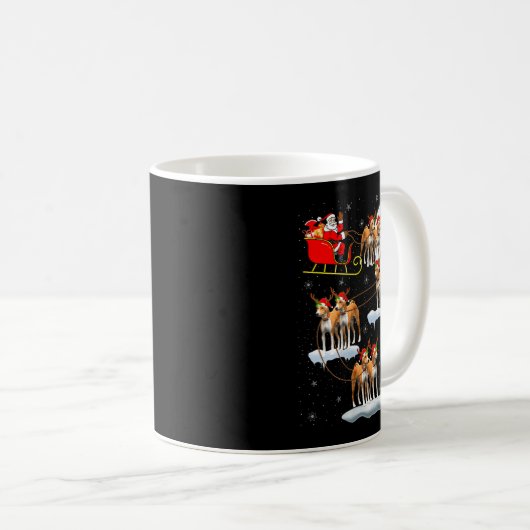 Womens Basenji Dog Santa Sleigh Flying Funny Magic Kaffeetasse (VorderseiteRechts)