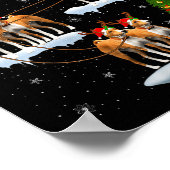 Womens Basenji Dog Santa Sleigh Flying Funny Magic Poster (Ecke)