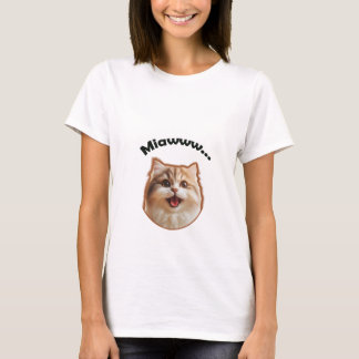Womens Basic T - Shirt Miaw Cat