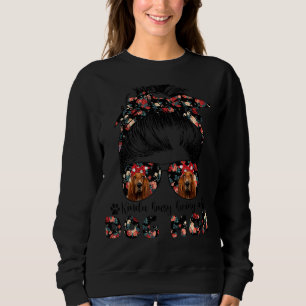 Womens Basset Hound Hund Mama Messy Bun Haar Brill Sweatshirt