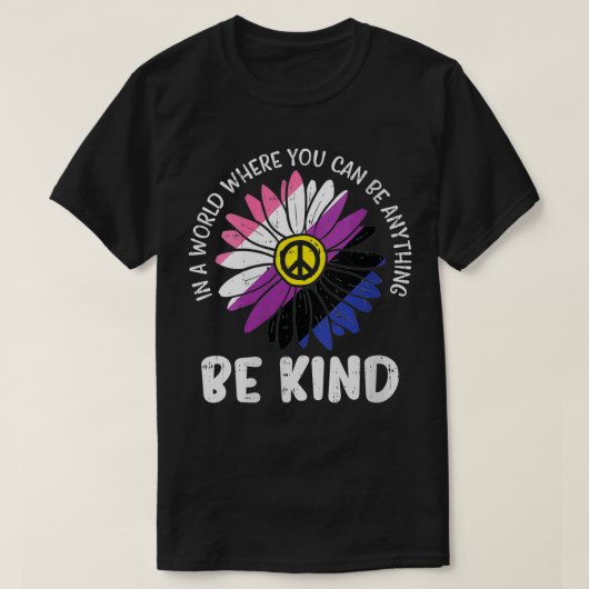 Womens Be Kind Genderfluid Daisy Peace Hippie Prid T-Shirt (Design vorne)