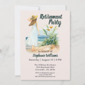 Womens Beach and Blume Themed Retirement Party Einladung (Vorderseite)
