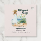 Womens Beach and Blume Themed Retirement Party Geschenkanhänger (Rückseite)