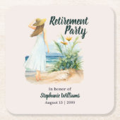Womens Beach and Blume Themed Retirement Party Rechteckiger Pappuntersetzer (Vorderseite)