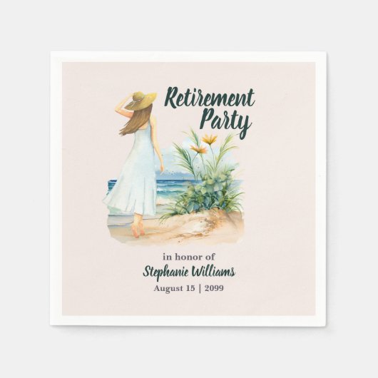 Womens Beach and Blume Themed Retirement Party Serviette (Vorderseite)