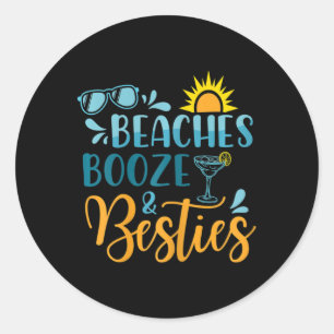 Womens Beaches Boost and Besties Funny Beach Lover Runder Aufkleber