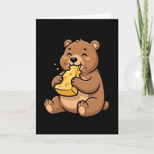 Womens Bear Eating Cheese Karte (Vorderseite)