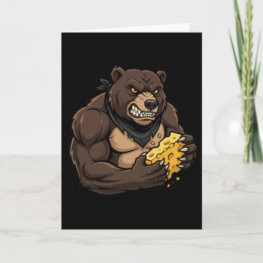 Womens Bear Eating Cheese Karte (Vorderseite)