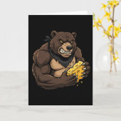Womens Bear Eating Cheese Karte (Gelbe Blume)