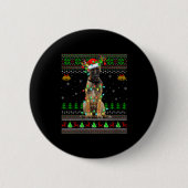 Womens Belgian Malinois Dog Ugly Christmas Sweater Button (Vorderseite)