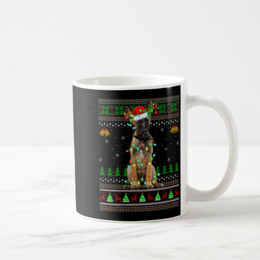 Womens Belgian Malinois Dog Ugly Christmas Sweater Kaffeetasse (Rechts)