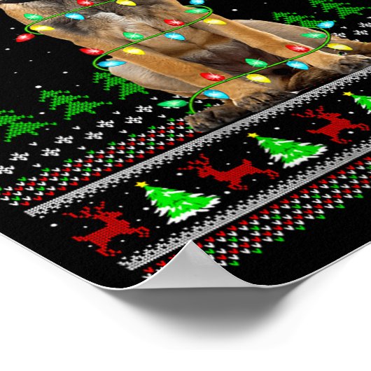 Womens Belgian Malinois Dog Ugly Christmas Sweater Poster (Ecke)
