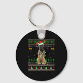 Womens Belgian Malinois Dog Ugly Christmas Sweater Schlüsselanhänger (Vorderseite)