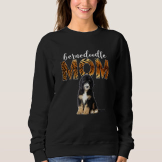 Womens Bernedoodle Mom Mama Doodle Dog  Leopard Pu Sweatshirt