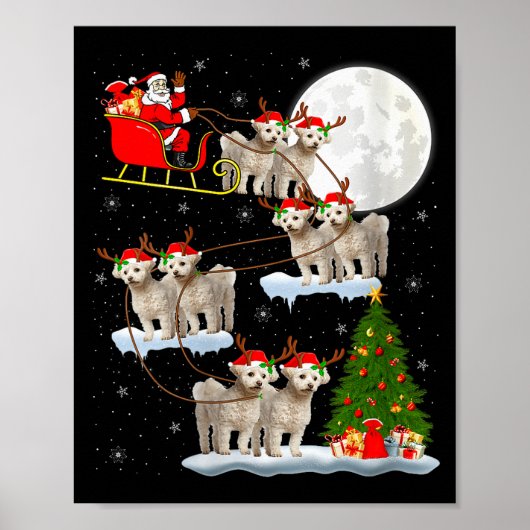 Womens Bichon Frise Dog Santa Sleigh Flying Funny  Poster (Vorne)
