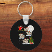 Womens Bichon Frise Dog Santa Sleigh Flying Funny  Schlüsselanhänger (Vorderseite)