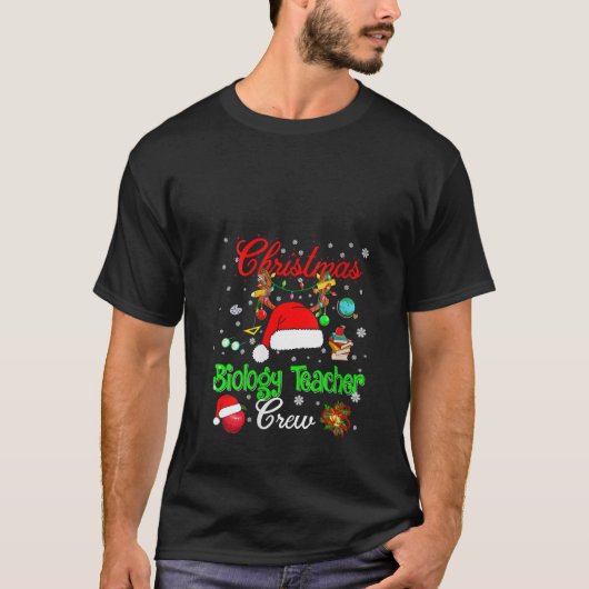 Womens Biology Teacher Crew Christmas Santa Hat Re T-Shirt (Vorderseite)