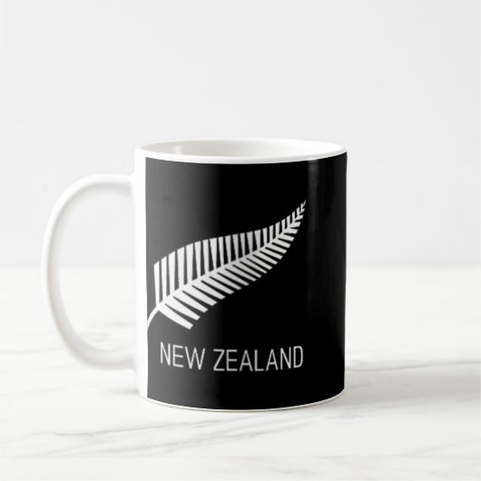 Womens Black New Zealand Fern Shirt Mens Black Pro Kaffeetasse (Links)