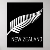 Womens Black New Zealand Fern Shirt Mens Black Pro Poster (Vorne)