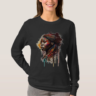 Womens Black Queen Afro Melanin Dripping Black His T-Shirt