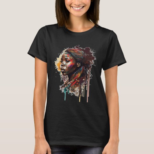 Womens Black Queen Afro Melanin Dripping Black His T-Shirt (Vorderseite)