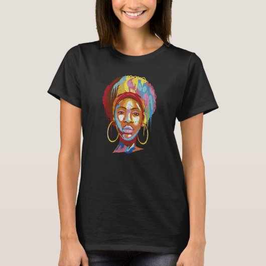 Womens Black Queen Afro Melanin Dripping Black His T-Shirt (Vorderseite)
