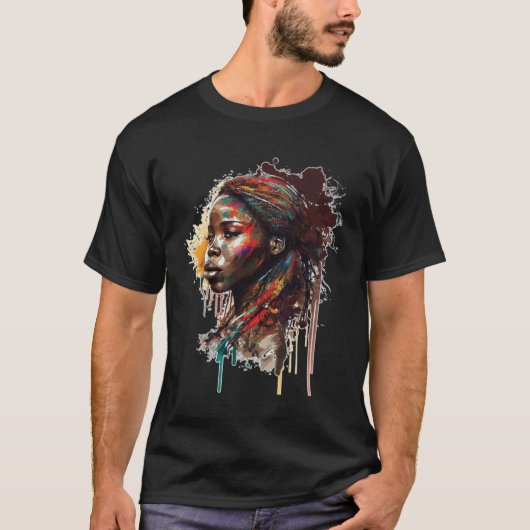 Womens Black Queen Afro Melanin Dripping Black His T-Shirt (Vorderseite)