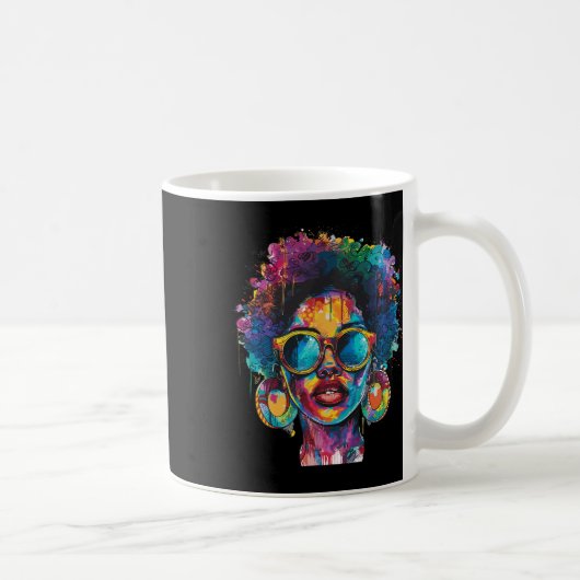 Womens Black Queen Afro Melanin Paint Dripping Jun Kaffeetasse (Rechts)