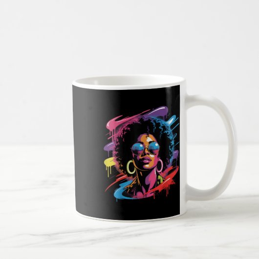 Womens Black Queen Afro Melanin Paint Dripping Jun Kaffeetasse (Rechts)