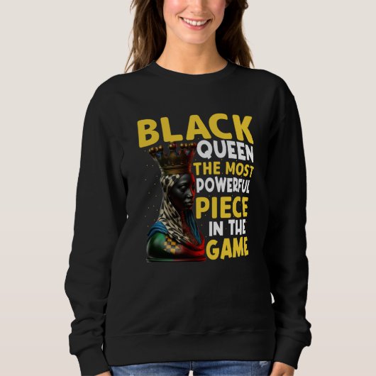 Womens Black Queen Most Powerful Chess African Ame Sweatshirt (Vorderseite)