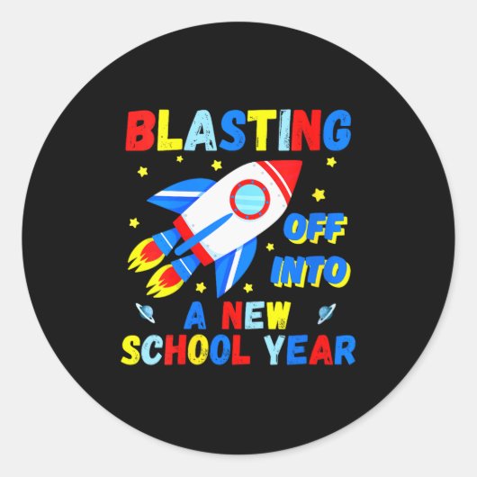 Womens Blasting Off Into A New School Year Cute Ro Runder Aufkleber (Vorderseite)