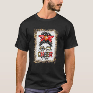 Womens Bleached Cheer Mama Cheerleading Mama Messy T-Shirt