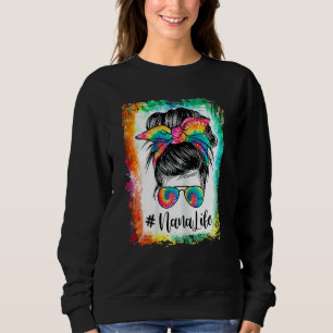 Womens Bleached Nana Life Messy Bun Hair Sweatshirt