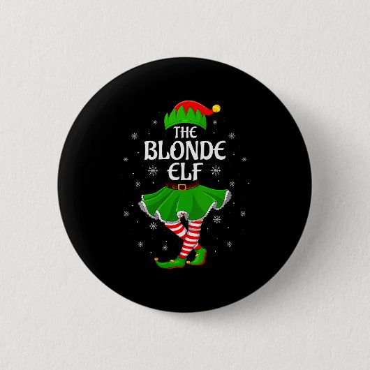 Womens Blonde Elf Christmas Family Girls Women Elf Button (Vorderseite)