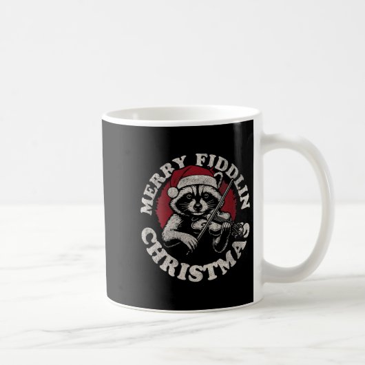 Womens Bluegr Holiday Raccoon Merry Fidding Christ Kaffeetasse (Rechts)