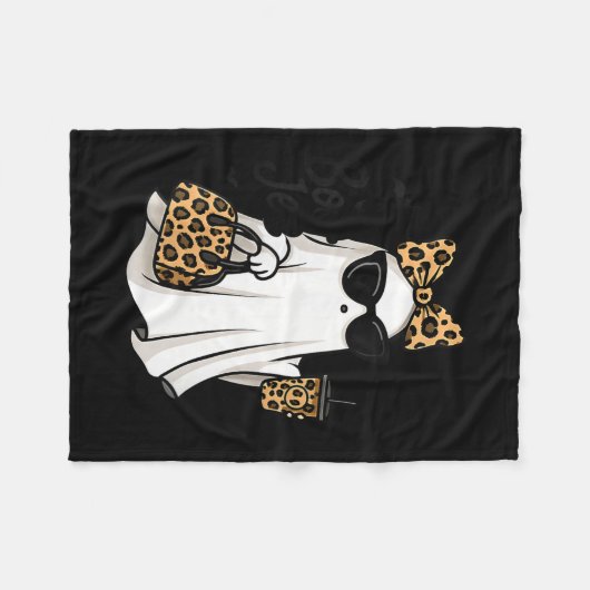 Womens Boo Jee Ghost With Coffee Coquette Bow Hall Fleecedecke (Vorderseite (Horizontal))