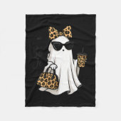 Womens Boo Jee Ghost With Coffee Coquette Bow Hall Fleecedecke (Vorderseite)