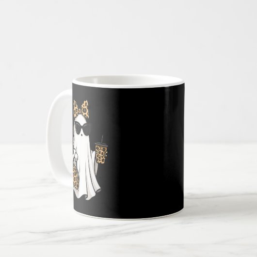 Womens Boo Jee Ghost With Coffee Coquette Bow Hall Kaffeetasse (Vorderseite Links)