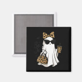 Womens Boo Jee Ghost With Coffee Coquette Bow Hall Magnet (Vorderseite/Rückseite)