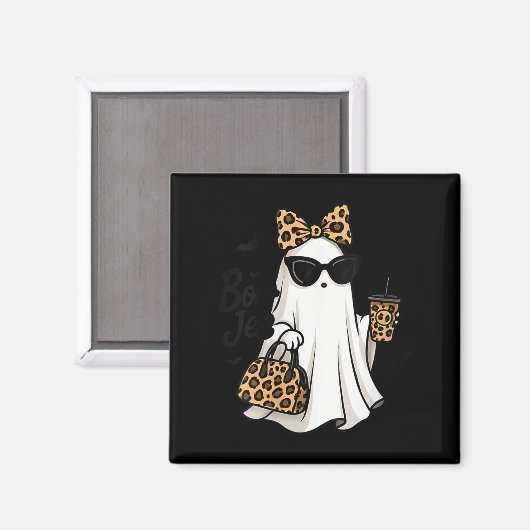 Womens Boo Jee Ghost With Coffee Coquette Bow Hall Magnet (Vorderseite/Rückseite)