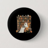 Womens Bookish Ghost Haunted Library Cat Bookworm  Button (Vorderseite)