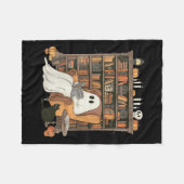Womens Bookish Ghost Haunted Library Cat Bookworm Fleecedecke (Vorderseite (Horizontal))