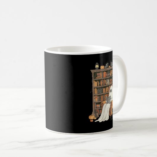 Womens Bookish Ghost Haunted Library Cat Bookworm  Kaffeetasse (VorderseiteRechts)