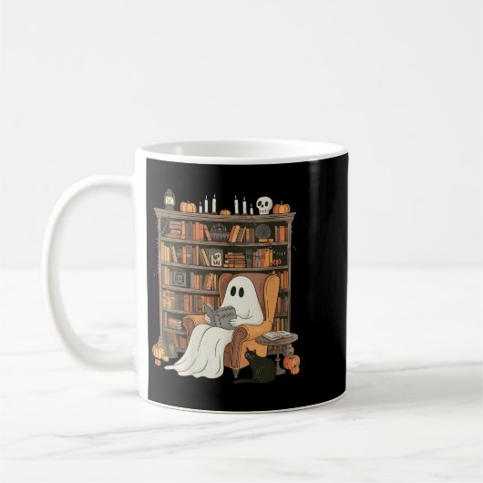 Womens Bookish Ghost Haunted Library Cat Bookworm  Kaffeetasse (Links)