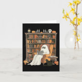 Womens Bookish Ghost Haunted Library Cat Bookworm  Karte (Gelbe Blume)