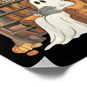 Womens Bookish Ghost Haunted Library Cat Bookworm  Poster (Ecke)