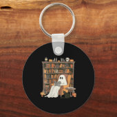 Womens Bookish Ghost Haunted Library Cat Bookworm  Schlüsselanhänger (Vorderseite)